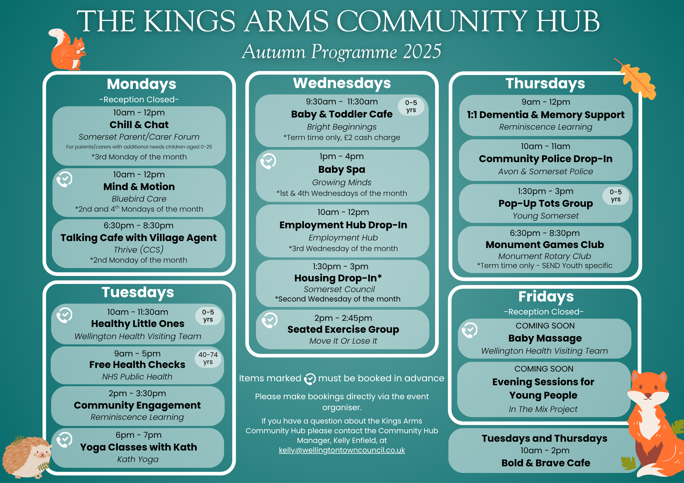 AUTUMN PROGRAMME Kings Arms Community Hub Autumn Programme. Please contact us for accessible text.