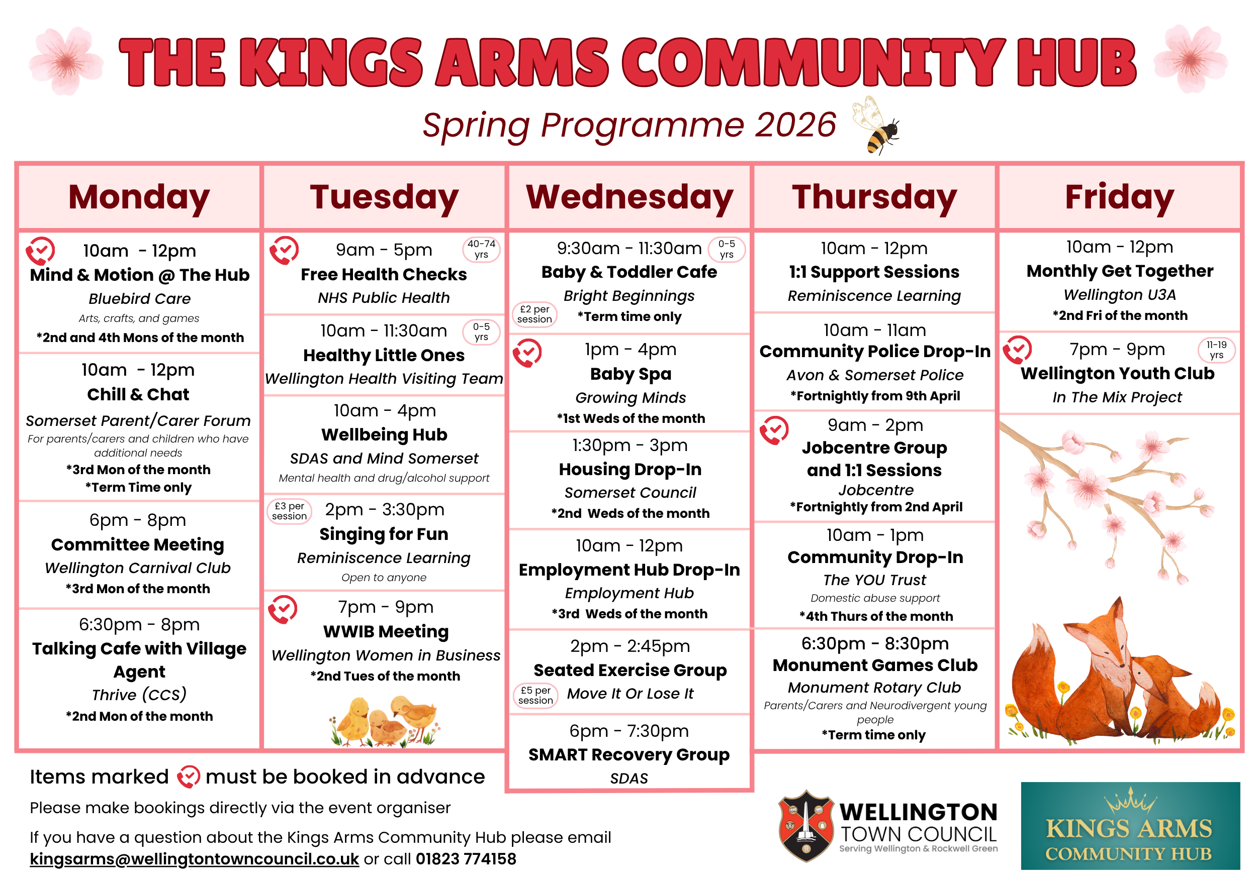 The Kings Arms Community Hub Spring Programme.