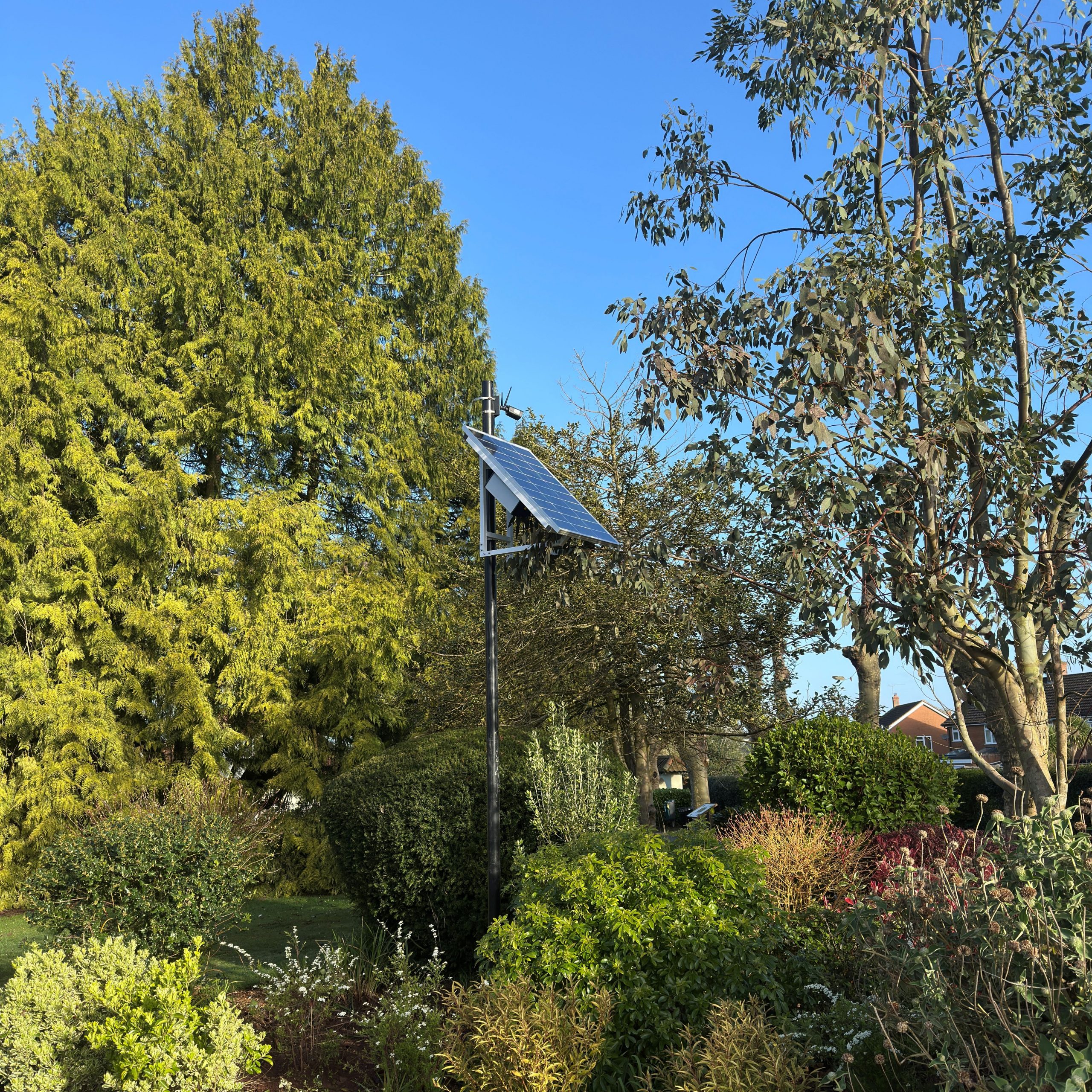 A solar-powered CCTV camera.