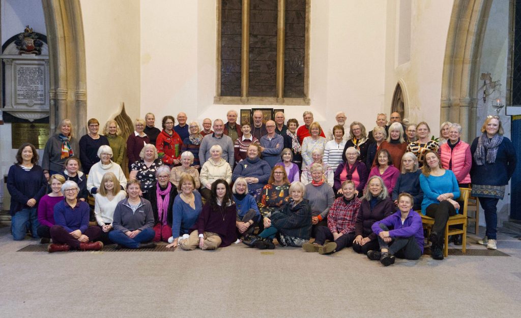 A large group of people in a church.