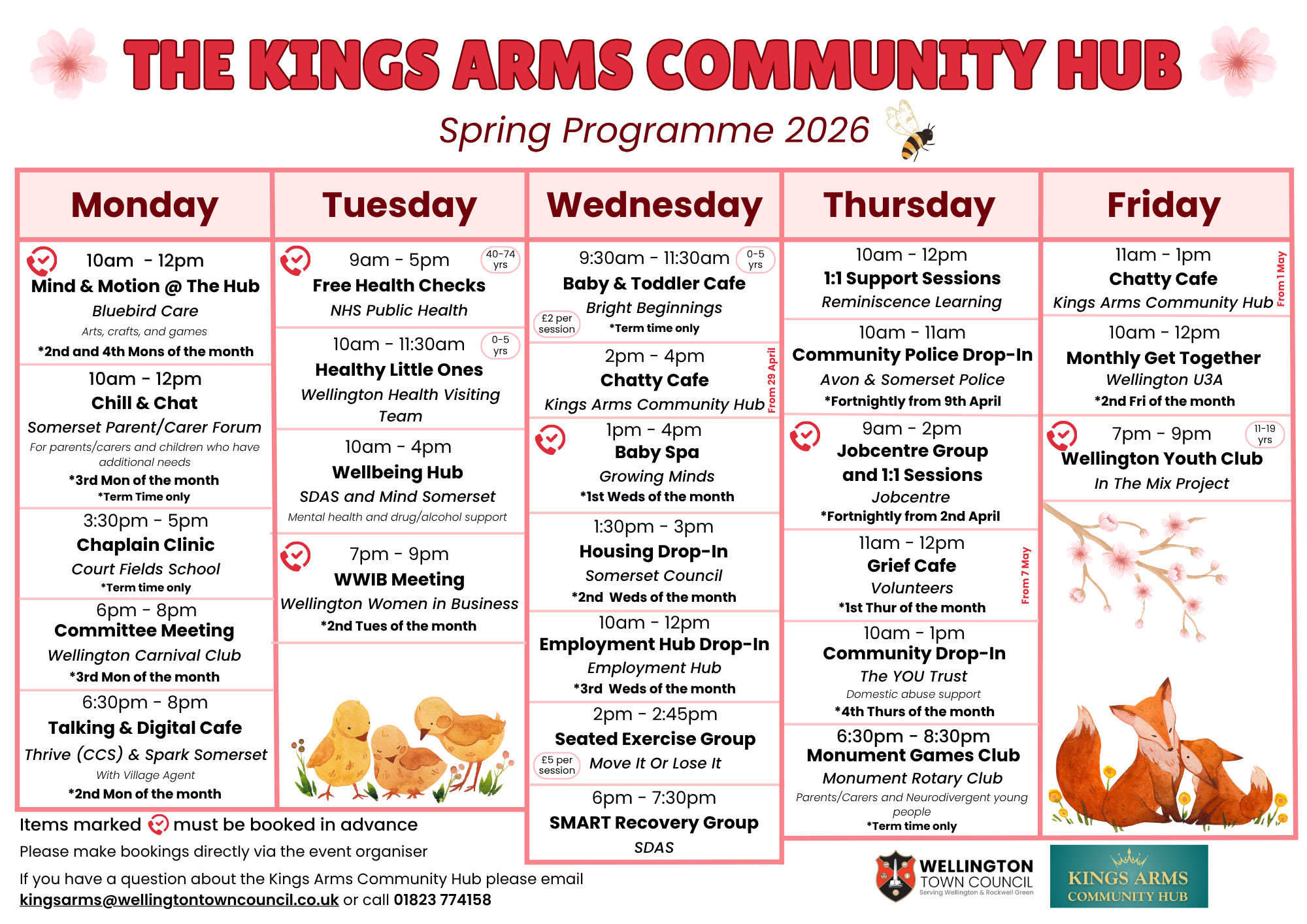 Kings Arms Community Hub timetable.