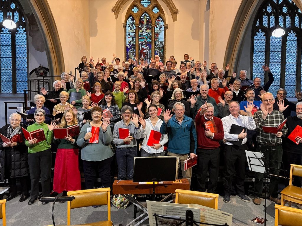A large group of people in a church.