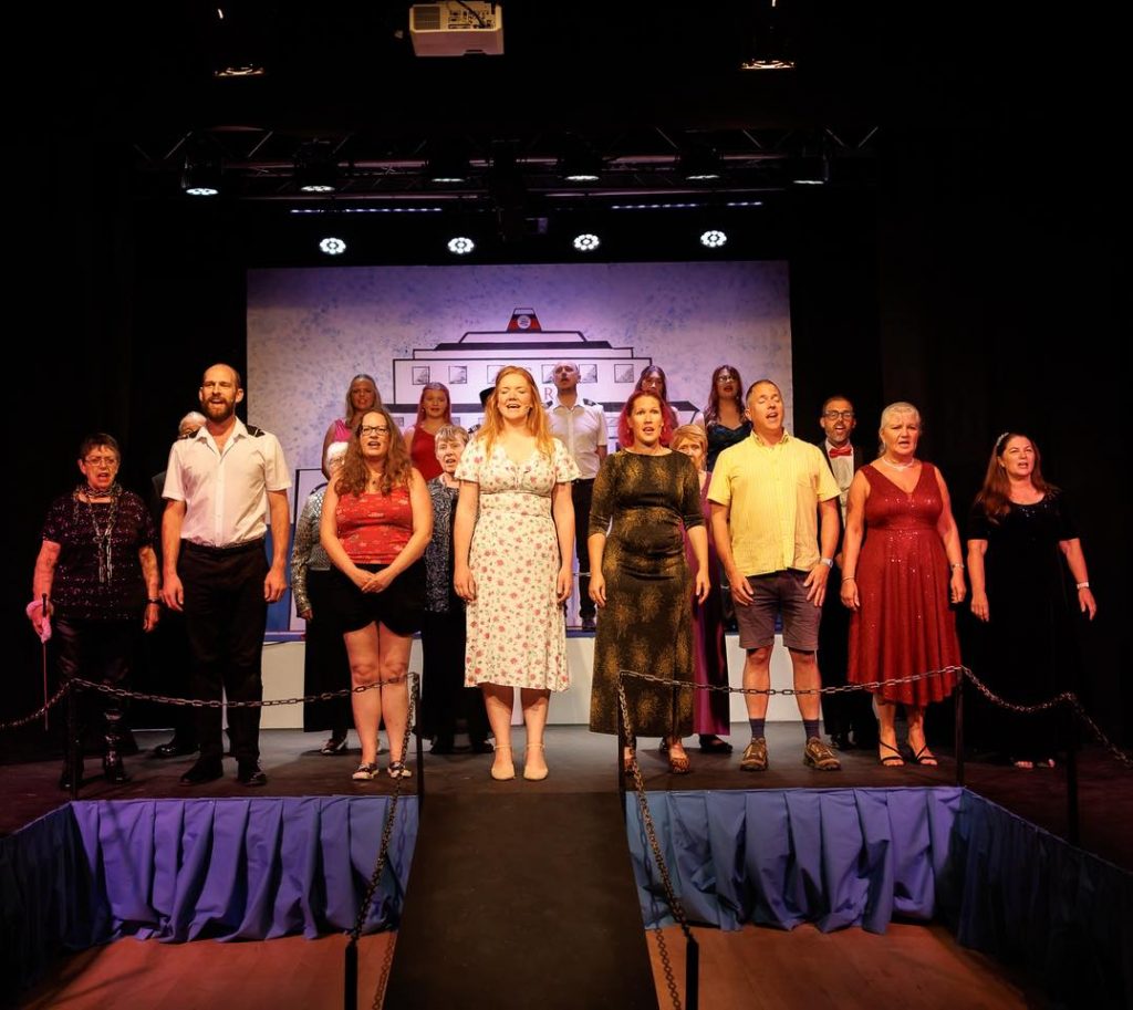 A group of people singing