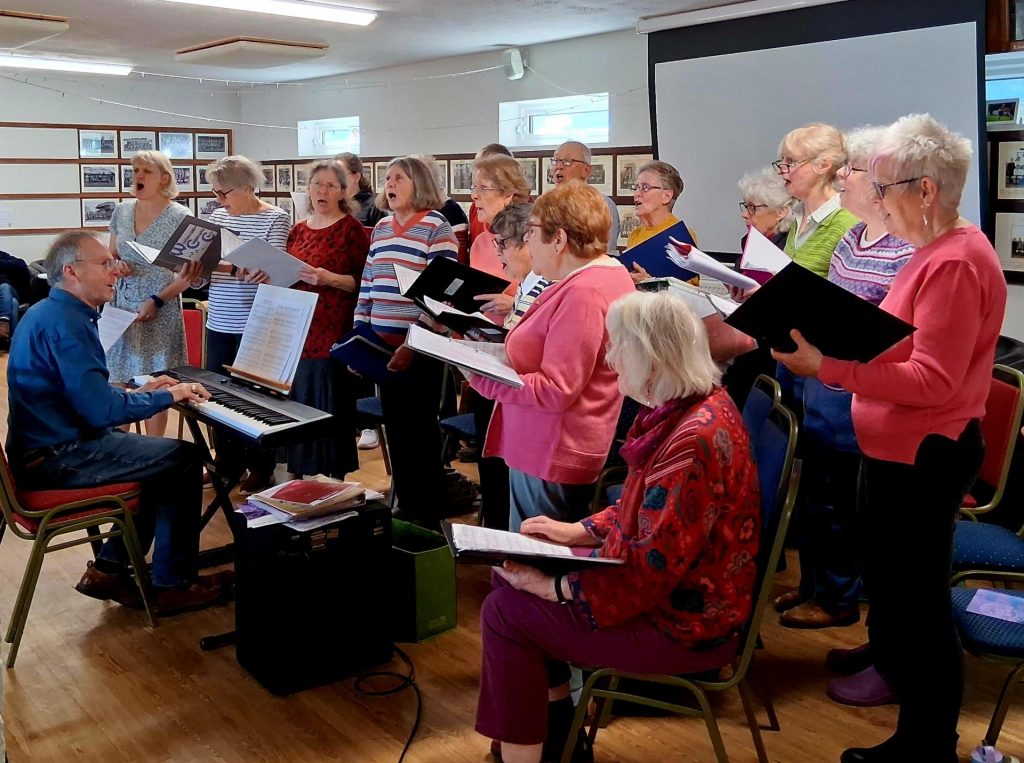 A group of people singing